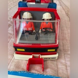 Vintage PLAYMOBIL Red Firetruck Rescue Playset